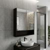 24" Black Wood Floating Double Door Bathroom Vanity And Medicine Cabinet With Mirror