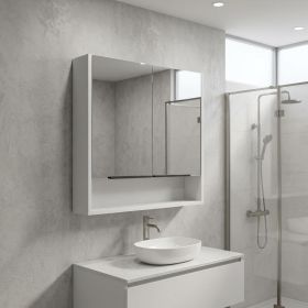 24" White Wood Floating Single Door Bathroom Vanity And Medicine Cabinet With Mirror