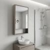 18" Light Gray Wood Floating Double Door Bathroom Vanity And Medicine Cabinet With Mirror