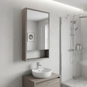 18" Light Gray Wood Floating Double Door Bathroom Vanity And Medicine Cabinet With Mirror