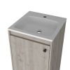 18" Light Gray Wood Freestanding Single Door Bathroom Vanity With White Sink