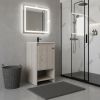 18" Light Gray Wood Freestanding Single Door Bathroom Vanity With White Sink
