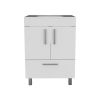 24" White Wood Freestanding Double Door Bathroom Vanity With Sink