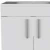 24" White Wood Freestanding Double Door Bathroom Vanity With Sink