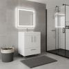 24" White Wood Freestanding Double Door Bathroom Vanity With Sink