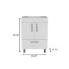 24" White Wood Freestanding Double Door Bathroom Vanity With Sink