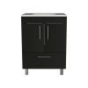 24" Black Wood Freestanding Bathroom Vanity With White Sink