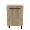 24" Oak Wood Freestanding Double Door Bathroom Vanity With White Sink