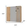 24" Natural Wood Floating Double Door Bathroom Vanity And Medicine Cabinet With Mirror