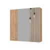 24" Natural Wood Floating Double Door Bathroom Vanity And Medicine Cabinet With Mirror