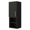 32" Black Wood Floating Single Door Bathroom Vanity And Medicine Cabinet