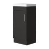 16" Black Wood Freestanding Single Door Bathroom Vanity With White Sink