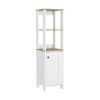 16" White And Natural Wood Freestanding Single Door Bathroom Vanity