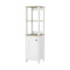 16" White And Natural Wood Freestanding Single Door Bathroom Vanity