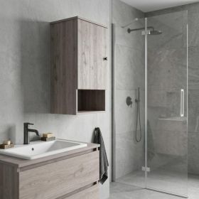 16" Light Gray Wood Floating Single Door Bathroom Vanity And Medicine Cabinet