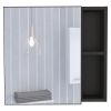 20" Black Wood Floating Single Door Bathroom Vanity And Medicine Cabinet With Mirror