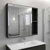 20" Black Wood Floating Single Door Bathroom Vanity And Medicine Cabinet With Mirror