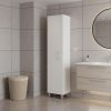 16" Silver And White Accent Cabinet With Five Shelves