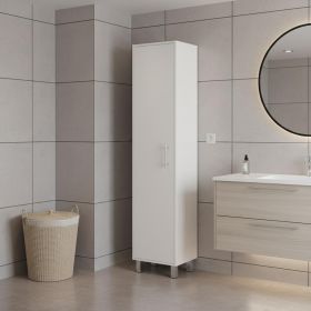 16" Silver And White Accent Cabinet With Five Shelves