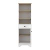17" White And Natural Wood Freestanding Single Door Bathroom Vanity