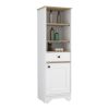 17" White And Natural Wood Freestanding Single Door Bathroom Vanity