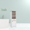 17" White And Natural Wood Freestanding Single Door Bathroom Vanity
