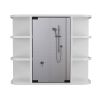 24" White Wood Freestanding Bathroom Vanity With Sink And Medicine Cabinet With Mirror