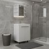 24" White Wood Freestanding Bathroom Vanity With Sink And Medicine Cabinet With Mirror