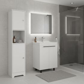 16" White Wood Freestanding Bathroom Vanity With Sink