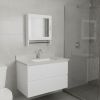 18" White Wood, Metal Floating Bathroom Vanity And Medicine Cabinet With Mirror