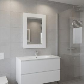 15" White Wood Floating Bathroom Vanity And Medicine Cabinet With Mirror