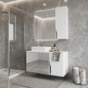 7" White Wood Floating Double Door Bathroom Vanity And Medicine Cabinet With Mirror