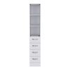 12" White Wood Freestanding Single Door Bathroom Vanity And Three Drawers