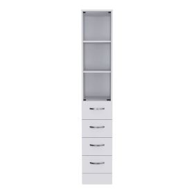 12" White Wood Freestanding Single Door Bathroom Vanity And Three Drawers