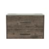 32" Dark Brown Wood Floating Bathroom Vanity With White Sink And Two Drawers