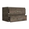 32" Dark Brown Wood Floating Bathroom Vanity With White Sink And Two Drawers
