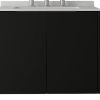 24" Black Wood Floating Double Door Bathroom Vanity With White Sink