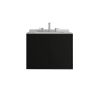 24" Black Wood Floating Double Door Bathroom Vanity With White Sink
