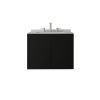 24" Black Wood Floating Double Door Bathroom Vanity With White Sink