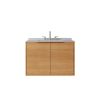 30" Brown Wood Floating Double Door Bathroom Vanity With White Sink