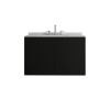 36" Black Wood Floating Double Door Bathroom Vanity With White Sink