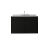 36" Black Wood Floating Double Door Bathroom Vanity With White Sink