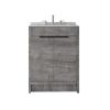 24" Gray Wood Freestanding Double Door Bathroom Vanity With White Sink