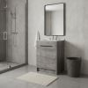 24" Gray Wood Freestanding Double Door Bathroom Vanity With White Sink