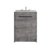 24" Gray Wood Freestanding Double Door Bathroom Vanity With White Sink