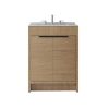 24" Brown Wood Freestanding Double Door Bathroom Vanity With White Sink