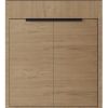 24" Brown Wood Freestanding Double Door Bathroom Vanity With White Sink