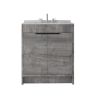 30" Gray Wood Freestanding Double Door Bathroom Vanity With White Sink