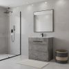 30" Gray Wood Freestanding Double Door Bathroom Vanity With White Sink