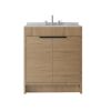 30" Brown Wood Freestanding Double Door Bathroom Vanity With White Sink